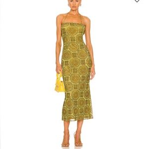 Alexis Strapless Olive Patterned Dress